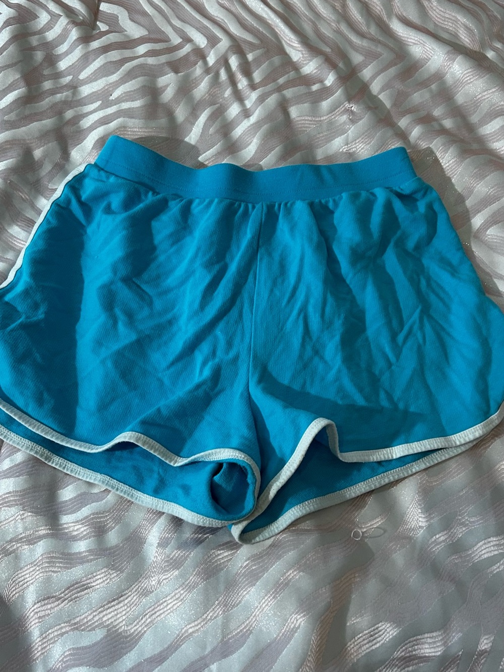 No Boundaries Turquoise Athletic Shorts with White Trim